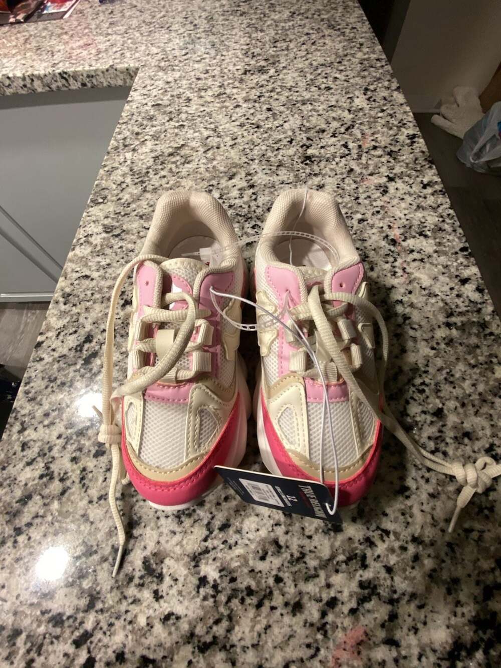 True Religion Girls Breezy Chunky Platform Sneakers in White/Pink